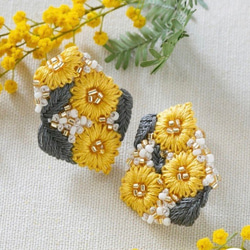 [DIY手作材料包]刺繡套件（黃色）耳環x拉刀 第2張的照片