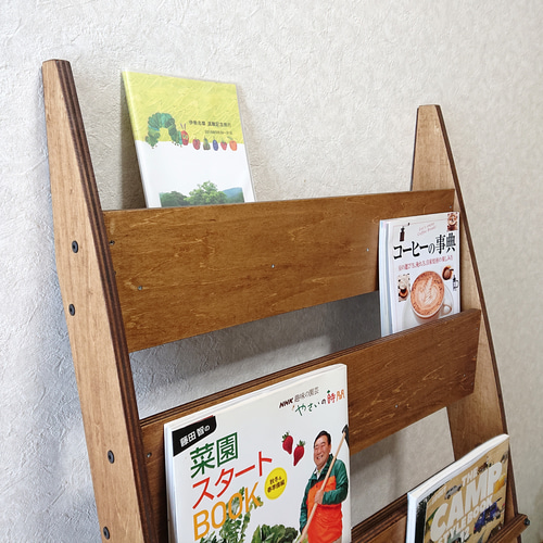 天然材を使用した古材風 木製/本棚/マガジンラック オープン