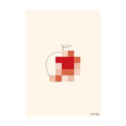 シンプル線画ポスター "りんご" A4サイズ 2枚目の画像