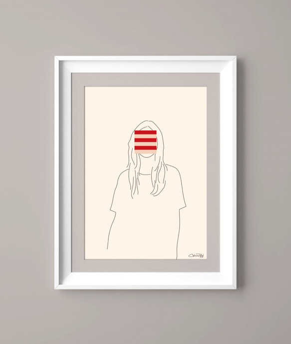 シンプル線画ポスター "ロングヘアーの女性" A4サイズ 1枚目の画像