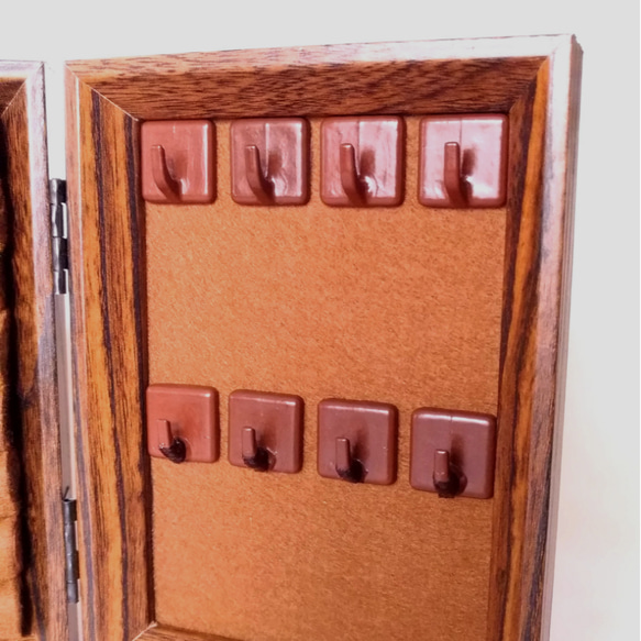 ジュエリーボックススタンド　2連　ネックレス収納可タイプ　ダークブラウン×チョコ 3枚目の画像