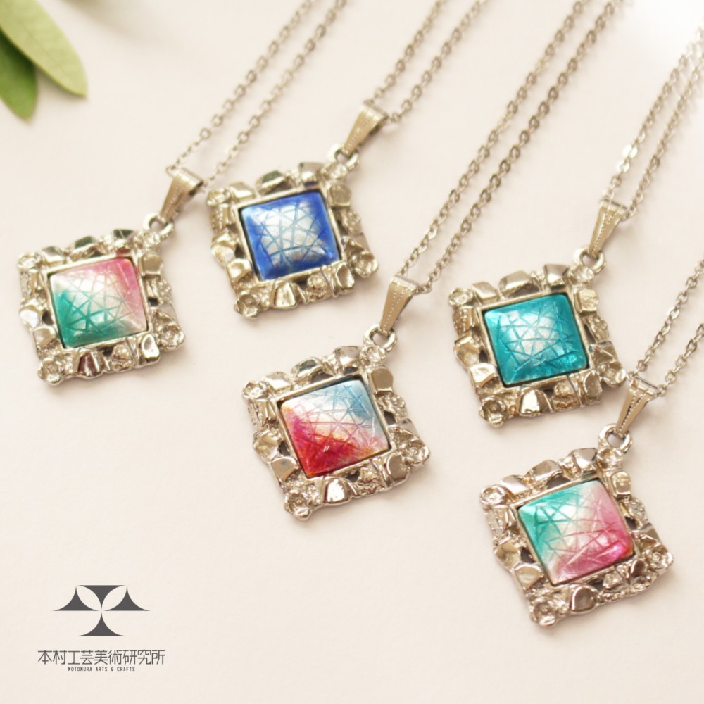 七宝プチジュエリー◆バイカラー◇純銀七宝石垣ネックレス