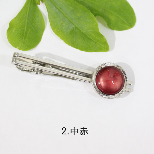 宝石のようなシンプルな丸型七宝ネクタイピン タイピン・カフス 本村