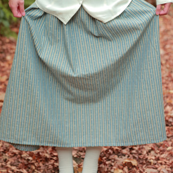 ブルーのレトロギャザースカート 3枚目の画像
