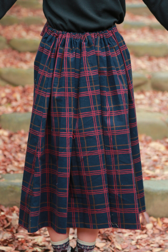 ウール風チェックの暖かスカート 3枚目の画像