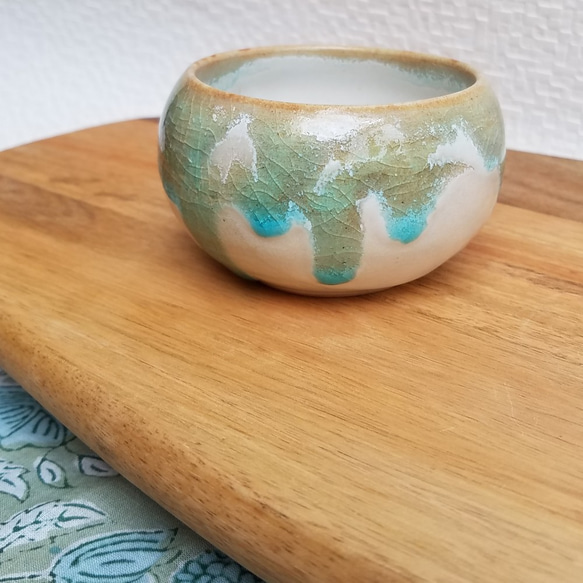 1000円値引済★信楽焼 まぁるい小鉢【白波ペア】お得なセット small bowl ミニボウル 湯呑おばんざい副菜 8枚目の画像