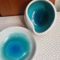 青い太陽の皿と涙型の器セット 2枚目の画像