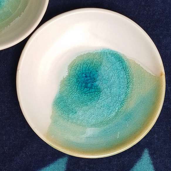 ゼリー皿　サラダプレート[遠浅の海辺]C  デザート皿　小皿　ペルシャブルー 1枚目の画像
