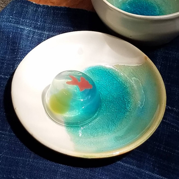 ゼリー皿　サラダプレート[遠浅の海辺]C  デザート皿　小皿　ペルシャブルー 3枚目の画像