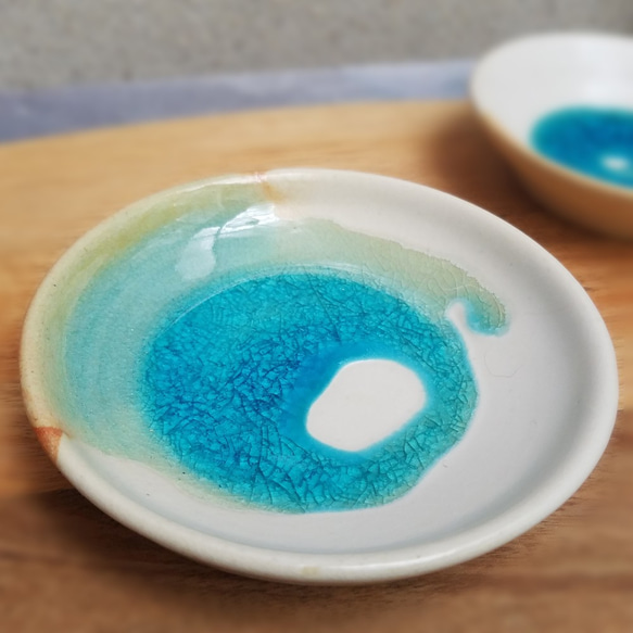 小皿[浅瀬の砂州]　小皿 ケーキ皿 デザート皿 プレート　青い皿 海岸 4枚目の画像