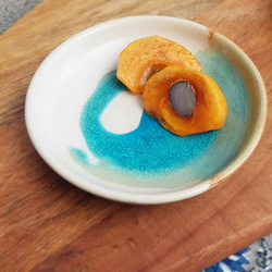 小皿[浅瀬の砂州]　小皿 ケーキ皿 デザート皿 プレート　青い皿 海岸 1枚目の画像