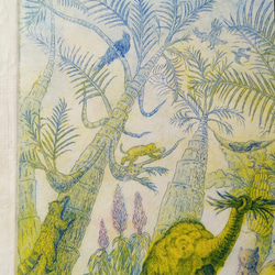 「子ゾウ・アルンと仲間たち」色彩銅版画/額付 6枚目の画像