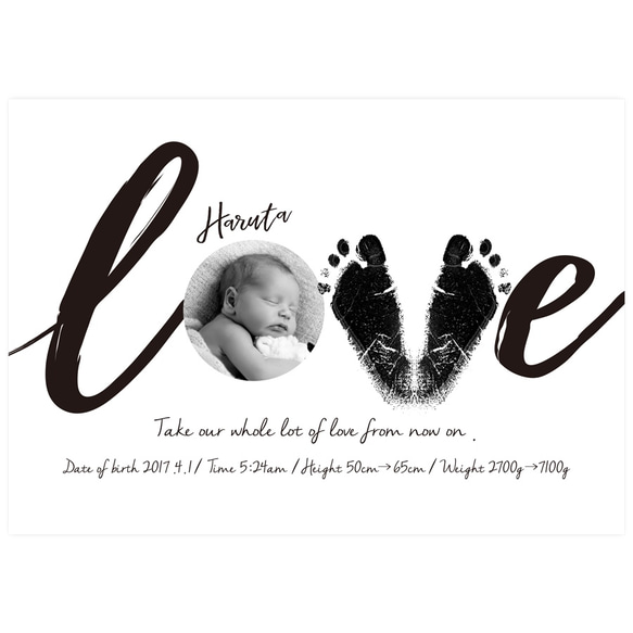 出産やハーフバースデーの記念にも人気！ベビー メモリアルポスター/足形入り 2枚目の画像