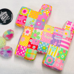 totu.rairai パッチワーク テリア ネオンカラーパステル ぬいぐるみ