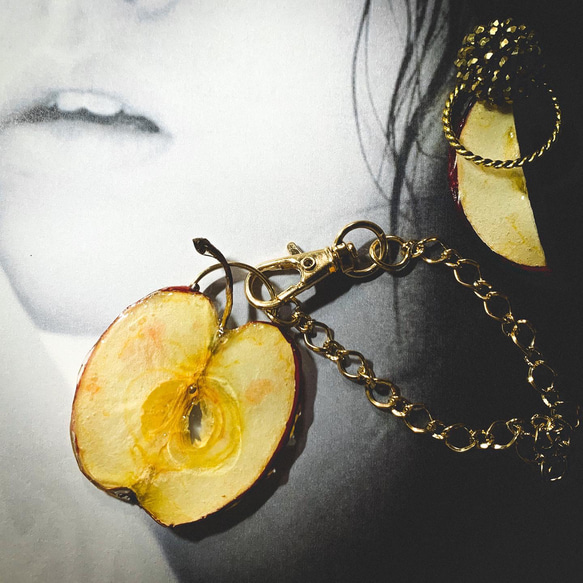 ★北海道の果樹園とコラボ！「押しフルーツ」◆りんごのバッグチャーム◆#141 3枚目の画像