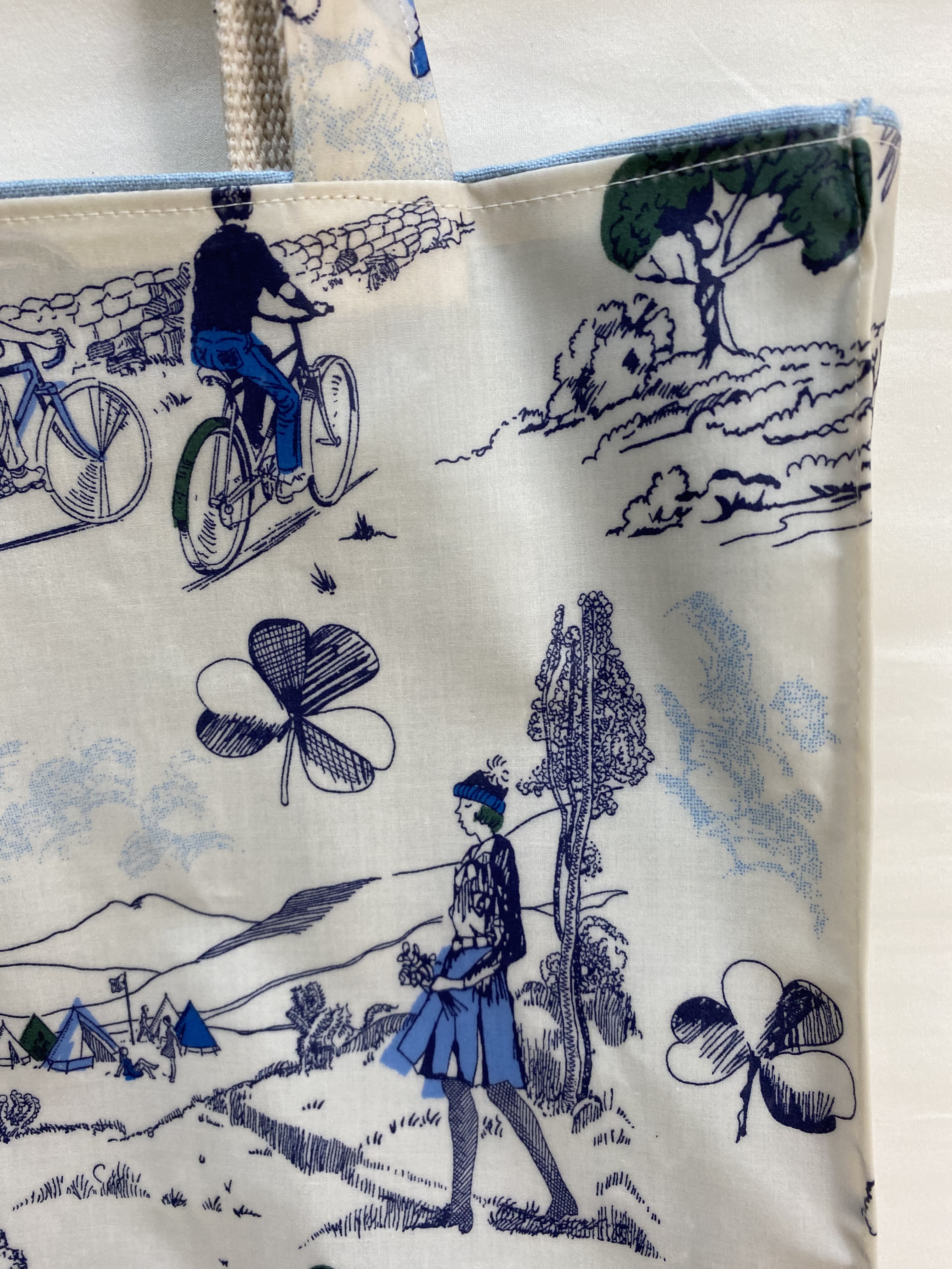 マチ付きバッグ*Lサイズ*リバティ*ビニコ*Baron*ブルー*33✖40✖12cm