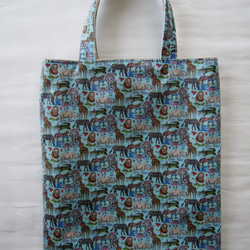 ❤️yukiemon 街並みと動物たちの暮らしを描いた柄 ビッグトートバッグ