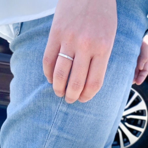 柔軟美觀的錘打磨砂戒指【可雕刻】約3毫米寬/全球僅此一枚原創戒指/ 第9張的照片