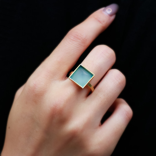 スタイリッシュシンプル 3石リング✳︎アクアカルセドニー | www.ccfl.ie