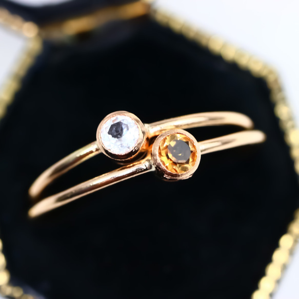 【選擇您的天然寶石】包鑲戒指（3毫米寶石）0.1克拉/14公斤，低過敏性 - 尺寸範圍：-4至27 第6張的照片