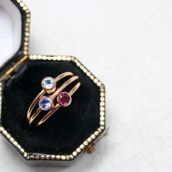 【選擇您的天然寶石】包鑲戒指（3毫米寶石）0.1克拉/14公斤，低過敏性 - 尺寸範圍：-4至27 第7張的照片