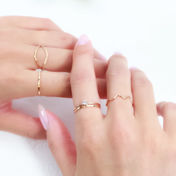 【選擇您的天然寶石】包鑲戒指（3毫米寶石）0.1克拉/14公斤，低過敏性 - 尺寸範圍：-4至27 第8張的照片