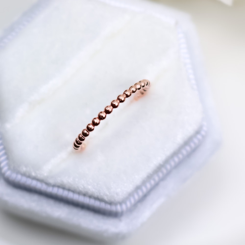 14kgf ピンクゴールド】1.5mm幅＊人気！つぶつぶ プレーンリング／重ね