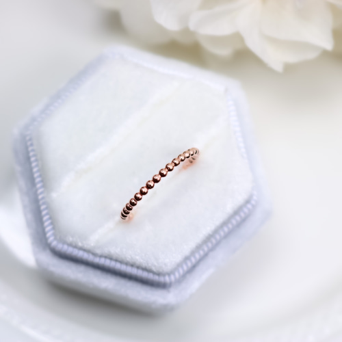 14kgf ピンクゴールド】1.5mm幅＊人気！つぶつぶ プレーンリング／重ね
