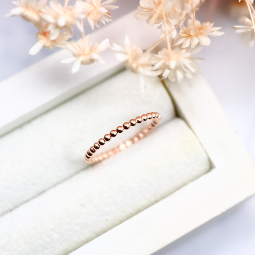 14kgf ピンクゴールド】1.5mm幅＊人気！つぶつぶ プレーンリング／重ね