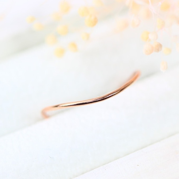 [14kgf] [粉紅金] Wave ring / 1.0mm width / Pinky ring / Leave on OK 第2張的照片