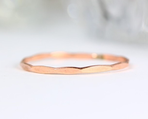14kgf】【ピンクゴールド】多面リング／1.0mm幅／ピンキーリング・つけ