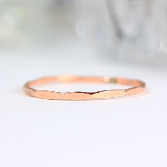 [14kgf] [粉紅金] 多面環 / 1.0mm 寬 / 小指環 / 留下 OK / 抗過敏 第1張的照片