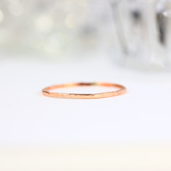 【14kgf】【粉紅金】錘環/1.0mm寬/小指環/留下OK/過敏反應 第2張的照片