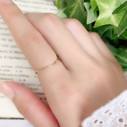 [14kgf] Wave ring / 0.8mm width / Pinky ring / Leave on OK / 抗過敏 第5張的照片