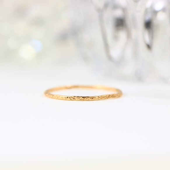 [14Kgf 黃金] 1mm 寬閃光切割戒指 / 小指戒指 / 分層 / 防過敏 / 留著 第3張的照片