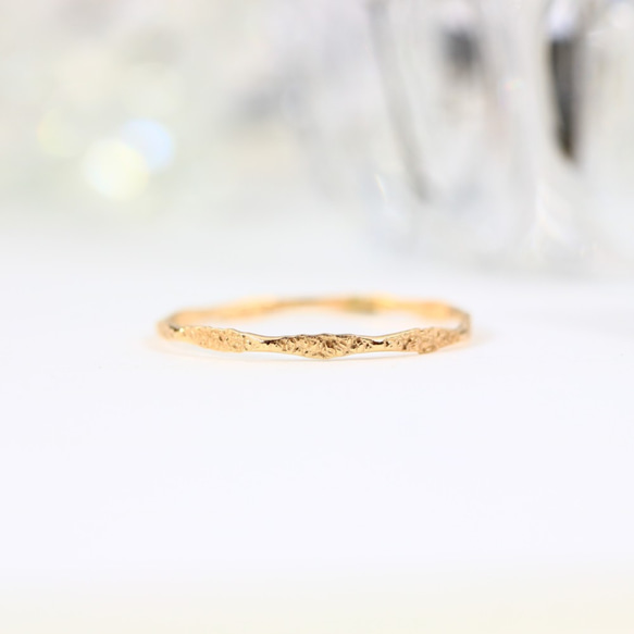 [14Kgf 黃金] 1mm 寬閃粉多面戒指 / 小指環 / 分層 / 防過敏 / 留著 第3張的照片