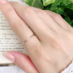 [silver925] [銀色] 混合切割戒指 / 1.0mm 寬度 / 小指戒指，可以留下，防過敏 第4張的照片