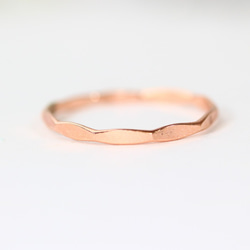 [14Kgf玫瑰金] 1.2毫米寬的雙面戒指/小指戒指，分層，防過敏，留在 第3張的照片