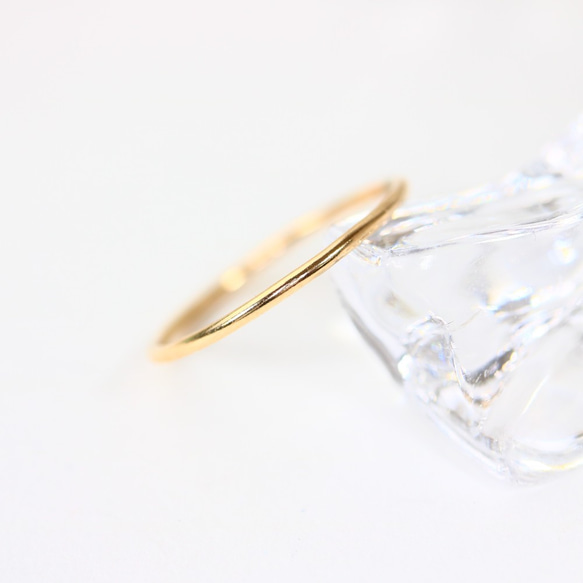 14Kgf イエローゴールド】1.0mm幅 ストレートリング／ピンキーリング