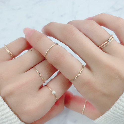 14Kgf イエローゴールド】1.0mm幅 ストレートリング／ピンキーリング