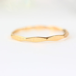 [14Kgf 黃金] 1.2 毫米寬多面戒指/小指戒指，分層，防過敏，免洗 第2張的照片