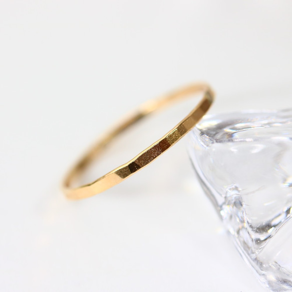 [14Kgf黃金] 1.2毫米寬的平切戒指/小指戒指，層次感，防過敏，留在 第1張的照片