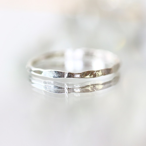 [銀銀色]寬度1.2mm的混合切割戒指/小指戒指，層次感，防過敏，留在 第2張的照片