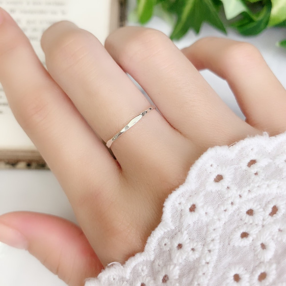 [銀銀色]寬度1.2mm的混合切割戒指/小指戒指，層次感，防過敏，留在 第5張的照片
