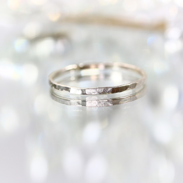 [銀銀色]寬度1.2mm的槌狀細戒指/小指戒指，層次感，防過敏，留在 第3張的照片