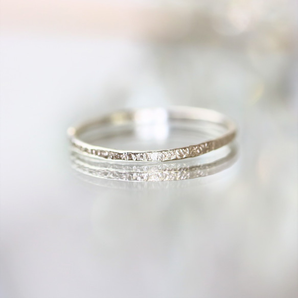 [銀色銀] 1.2毫米寬的閃光切面戒指/小指戒指/分層/防過敏/留在 第3張的照片