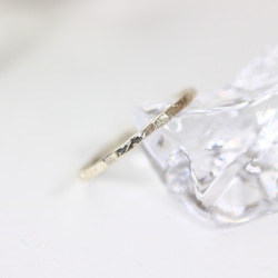 [銀銀] 1.2mm 寬度神秘切割戒指/小指戒指，分層，過敏支持，離開 第1張的照片