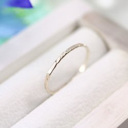 [銀銀] 1.2mm 寬度神秘切割戒指/小指戒指，分層，過敏支持，離開 第2張的照片