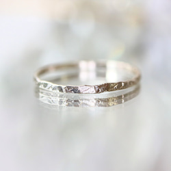 [銀銀] 1.2mm 寬度神秘切割戒指/小指戒指，分層，過敏支持，離開 第3張的照片