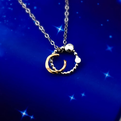 限時優惠500日元❤️〜神聖的夜晚禮物〜夜空的星塵14Kgf項鍊，滿月，星光燦爛 第1張的照片